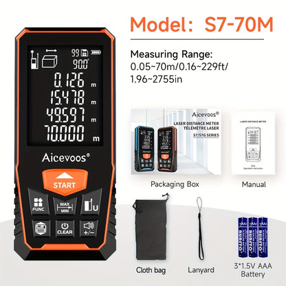 Aicevoos Digital Laser Rangefinder 50M 70M 100M 120M - Laser Distance Meter, Trena Laser Tape Measure, Roulette Range Finder - For Construction, DIY & Outdoor Use - Ideal Gift for Contractors & DIY Enthusiasts