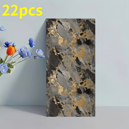 22pcs Self-Adhesive Waterproof PVC Wallpaper Oil-Resistant - Suitable for Kitchen, Bathroom, Living Room, Bedroom Decoration, Peel and Stick Wall Decoration, Splash-Proof Background Wall Sticker, Waterproof an Each Piece Size 11.81 Inch * 23.62 Inch