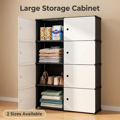 Modular Storage Cabinet, 3-Tier & 4-Tier Magnetic Door Wardrobe Organizer, Large Capacity Stable Load-Bearing Dust-Proof Odor-Free Closet Organizer, Easy To Assemble For Bedroom Dorm Apartment Living Room, Trunks