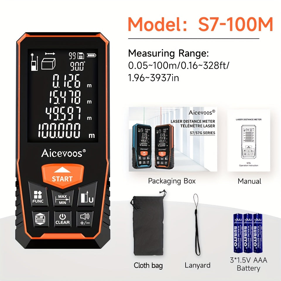 Aicevoos Digital Laser Rangefinder 50M 70M 100M 120M - Laser Distance Meter, Trena Laser Tape Measure, Roulette Range Finder - For Construction, DIY & Outdoor Use - Ideal Gift for Contractors & DIY Enthusiasts