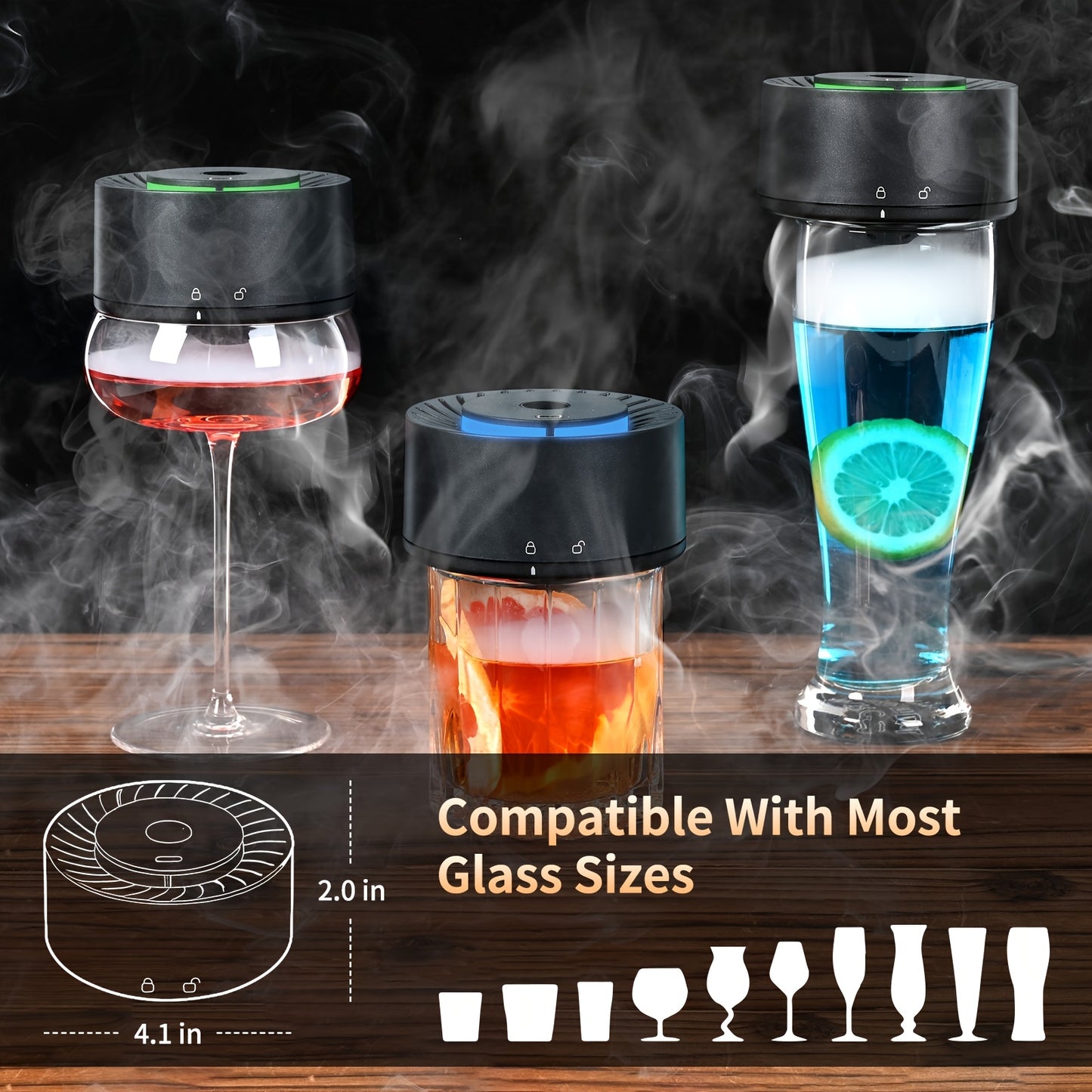 Whiskey Smoker Kit, Rechargeable Electric Cocktail Smoker Kit, Including 6 Boxes Of Different Flavored Wood Chips, Old Fashioned Smoker Kit, Bourbon Whiskey Gift for Men, Dad, Christmas