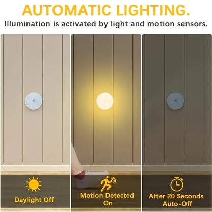 6-Pack Wireless Motion & Light Activated LED Step Lights-Rechargeable 1000mAh, Polished Plastic Sconce with PVC Shade-Safe Night Lighting for Staircases, Bedrooms, Cabinets-Perfect Home Safety & Ambiance Gift for Housewarming