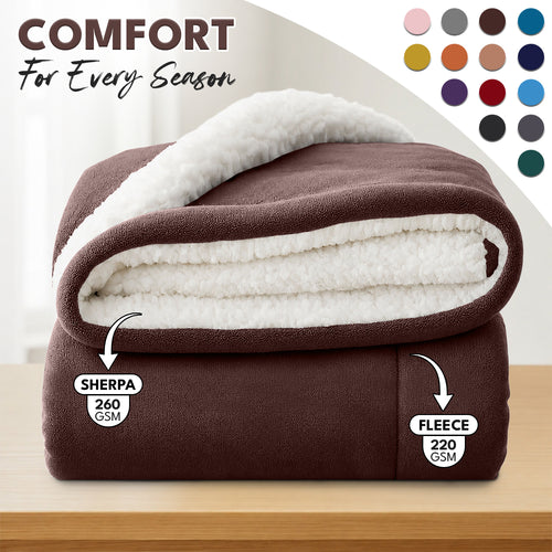 Luxurious Flannel Sherpa Throw Blanket – Ultra Soft & Warm Throw Sherpa Fleece, Comfort & Cozy Blanket for Better Sleep, Perfect for Bedroom & Guest Room Double Layer Thickened Blanket Decor Sofa Bed Blankets