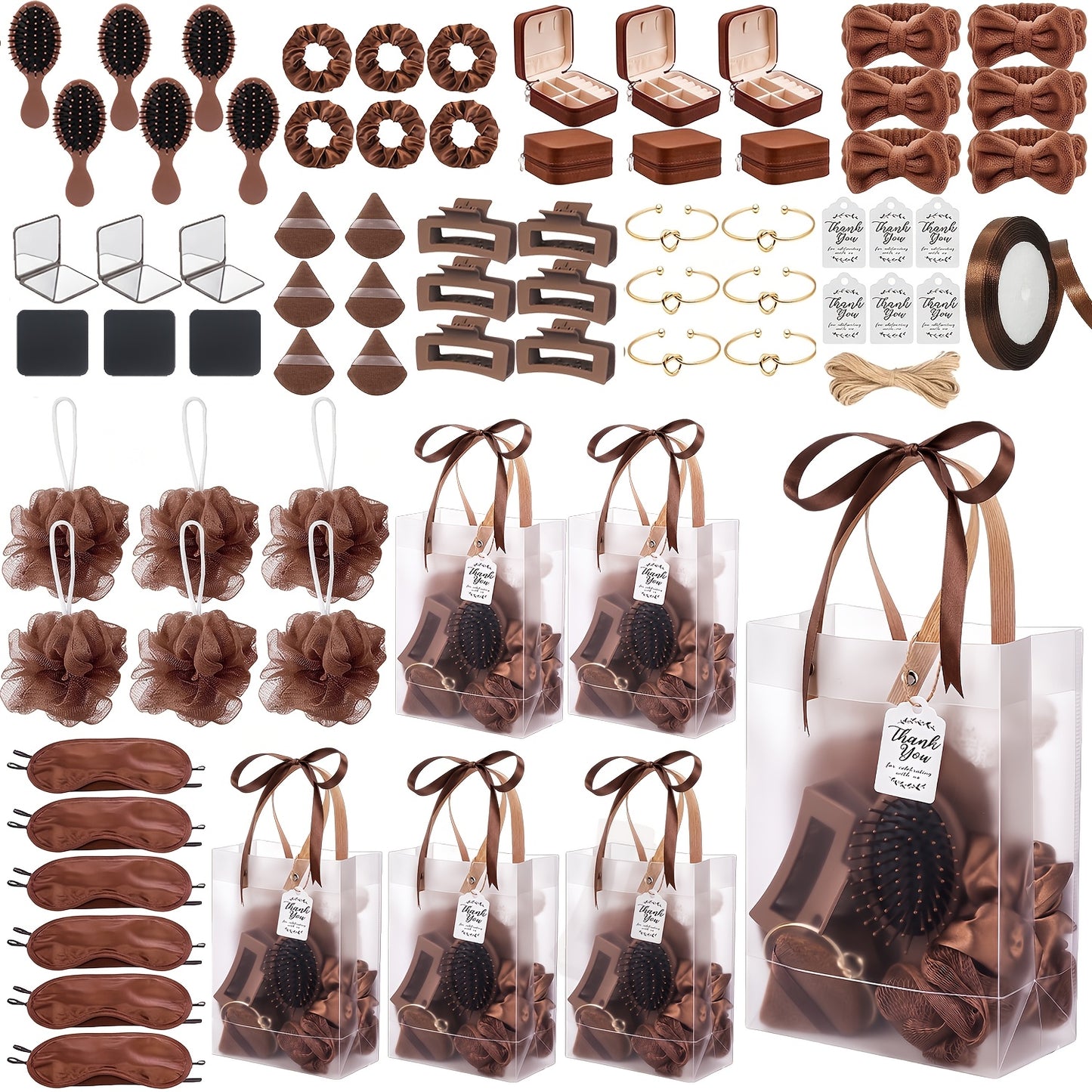 Gift for Her/Him 74pcs Wedding Favors & Party Prize Pack Suitable for Christmas Events - 74pcs Headbands, Hair Brushes, Jewelry Boxes, Bracelets, Mirrors, Bath Sponges & Gift Bags with Hair Ties/Clips/Powder Puffs - Bridal Shower, Game Winner Prizes