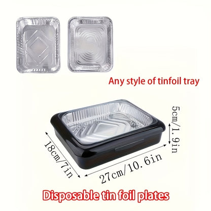 Two-in-One Insulated Aluminum Foil Tray - Stackable salad and barbecue serving container, perfect for outdoor picnics, parties, and kitchen use - Rectangular design in white, red, black, and gray