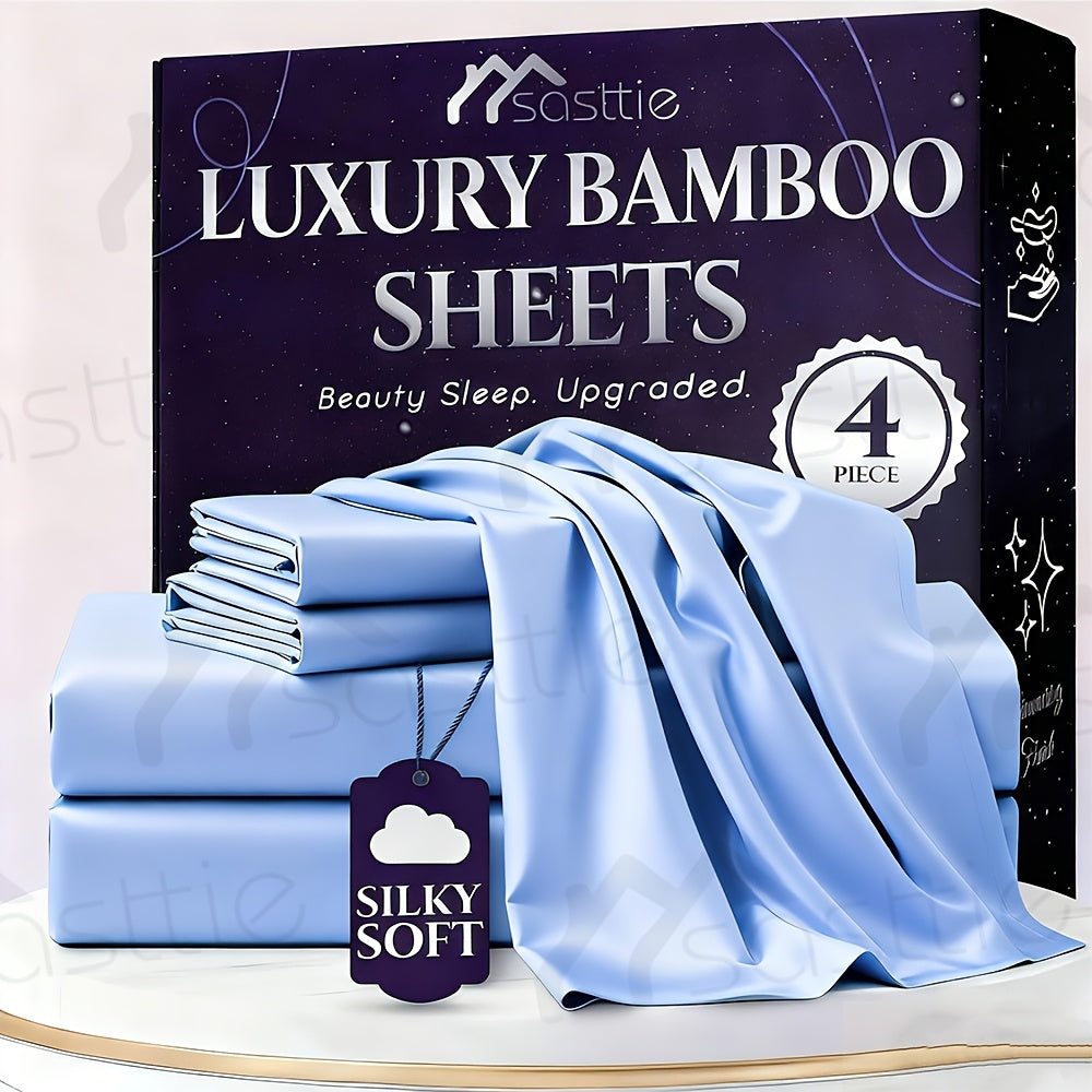 Bamboo Bed Sheet Set - 100% Bamboo Blend - 16" Deep Pocket with Elastic - Breathable Hotel Sheets And Pillowcase Set - Great Christmas Gifts