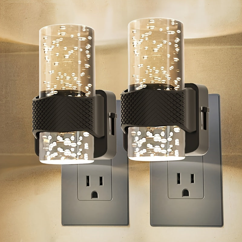 Wall-Mounted Night Lights That Plug In, Featuring LED Technology with a 3000K Dimmable Option And Adjustable Brightness. These Modern Automatic Night Lights Come with a Light Sensor, Perfect for Hallways And Bedrooms, Available in a Pack of Two