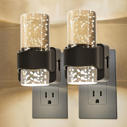 Wall-Mounted Night Lights That Plug In, Featuring LED Technology with a 3000K Dimmable Option And Adjustable Brightness. These Modern Automatic Night Lights Come with a Light Sensor, Perfect for Hallways And Bedrooms, Available in a Pack of Two