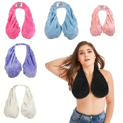 Convenient Water Absorbing And Breathable Towel Bra Suitable for Beach, Sports, Indoor Daily Wear And Feeding, Towel Hanging Neck, Chest Wrapping, Neck Strapless, Double-sided Plush Super Soft And Warm, Suitable for Beautiful Women, A Small Gift