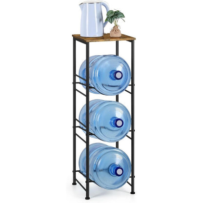 5 Gallon Water Bottle Jug Holder 3-Tier Water Bottle Holder Organizer With Top Shelf, Heavy Duty Water Dispenser Stand Rack For Kitchen Living Room Office, Brown, White, Black