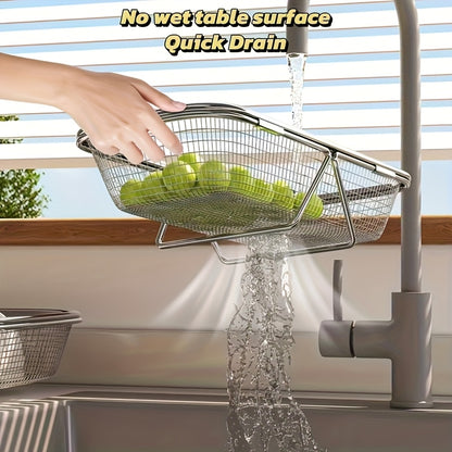 Expandable Stainless Steel Colander & Drain Basket – Adjustable Strainer for Vegetables, Fruits & Kitchen Sink Use