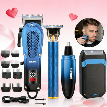 2/ 4pcs USB Rechargeable Men'S Grooming Set: 4pcs Set Includes A Hair Clipper, An Electric Shaver, And A Nose/ear Hair Trimmer, Featuring An LCD Battery Display; 2pcs Set Includes Two Hair Clippers. Makes An Ideal Gift For A Husband Or Boyfriend.