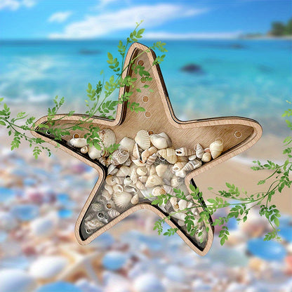 Wooden Starfish Tray – Ocean-Themed Organizer Dish for Desk & Dresser, Display Crystals Shells Agates, Nautical Home Decor, Thoughtful Beach House Gift for Holiday Season