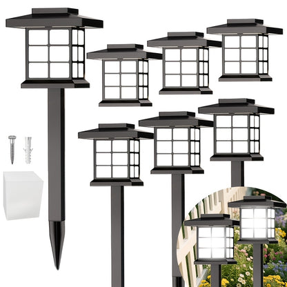 Solar Garden Lights Outdoor Waterproof Landscape Pathway Lights Solar Powered LED Stake Lights for Yard Patio Walkway Holiday Decor Warm White Colorful