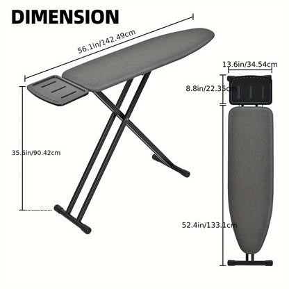 Full-Sized Ironing Board, Lightweight Design with an Rest, Featuring a Thick Heat-Resistant Cover with Padding, Adjustable Height, And Sturdy Anti-Skid Metal Legs, Measuring 43X13 in Black