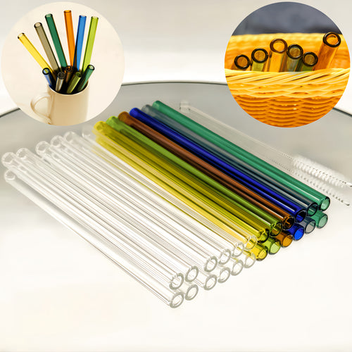 14-Package Reusable High Borosilicate Glass Straws, Straight Glass Tubes, High-Temperature Resistant Drinking Straws, 12Mm OD, 2Mm Wall Thickness, Strong And Durable, Dishwasher Safe, Smoothies, Tea, Coffee, Juice, Thanksgiving