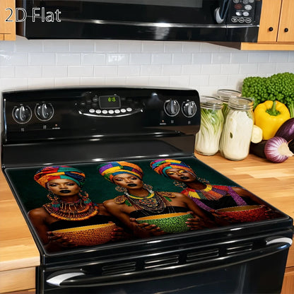 African Tribal Style Stove Protector Mat, Heat Resistant And Wearable Cooktop Cover, Suitable for Gas Stove, Induction Cooker, Oven, Easy to Clean And Reusable, Also for Glass Countertop, Washer And Dryer Top Protection