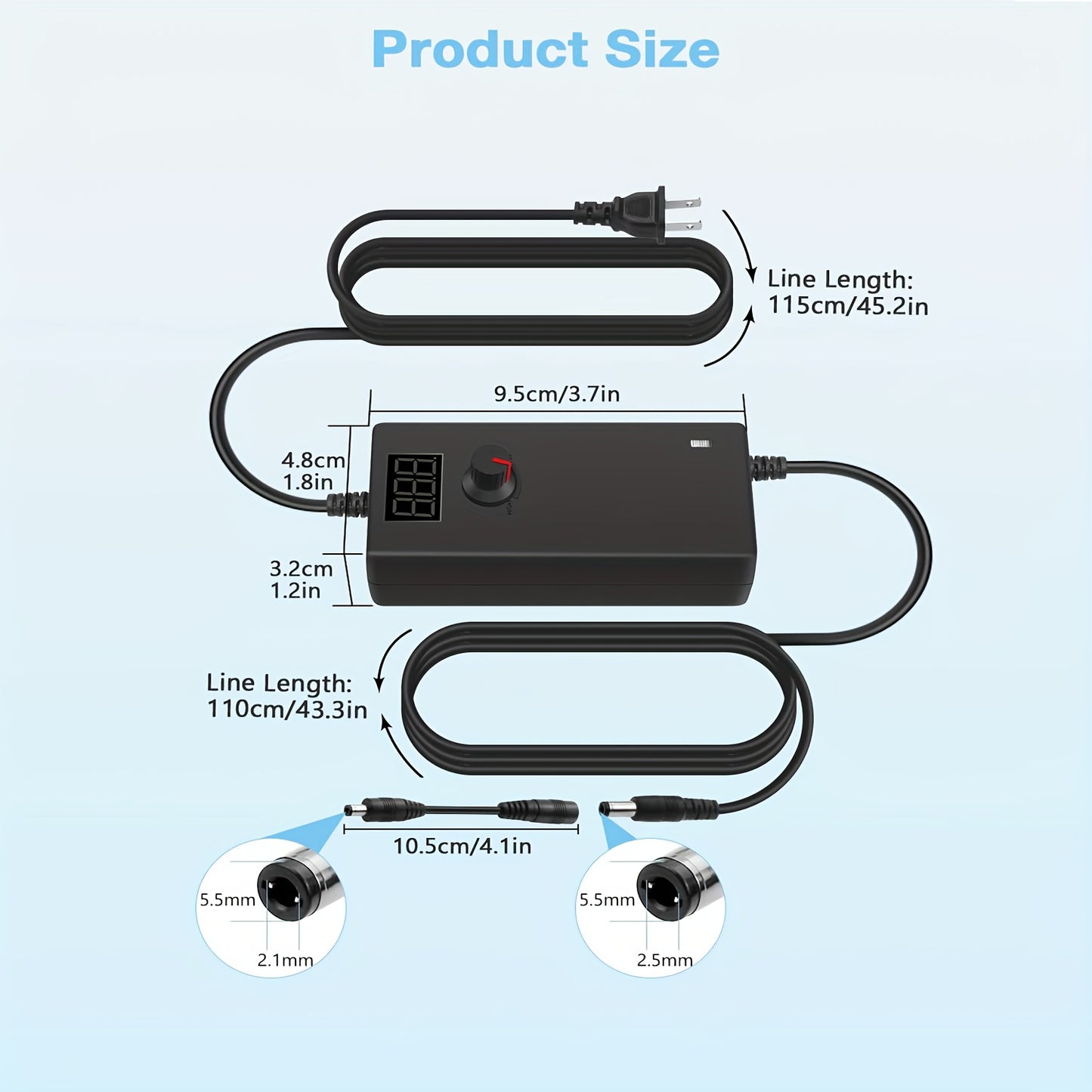 Power Adapter 24W 12V 9V 6V 5V 4.5V 3V 2A 1.5A 1A Adjustable Power Supply Charger AC/DC Adapter Converter Switching 100V-240V AC to DC 3V-12V & Polarity Converter & 14 Tips 2Amp Max