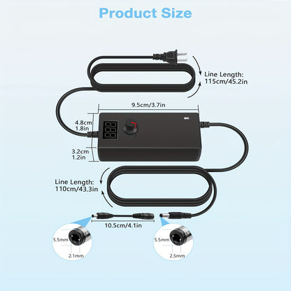 Power Adapter 24W 12V 9V 6V 5V 4.5V 3V 2A 1.5A 1A Adjustable Power Supply Charger AC/DC Adapter Converter Switching 100V-240V AC to DC 3V-12V & Polarity Converter & 14 Tips 2Amp Max