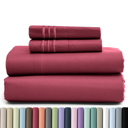 Hannah Bedding 4 Pieces Solid Colors Bed Sheets - 1800 Series Brushed Sheet Set With Pillowcases, Deep Pocket Bedding Set For Ultimate Comfort - Lightweight And Breathable Cooling Sheet Set - 16 Inches Deep Pocket