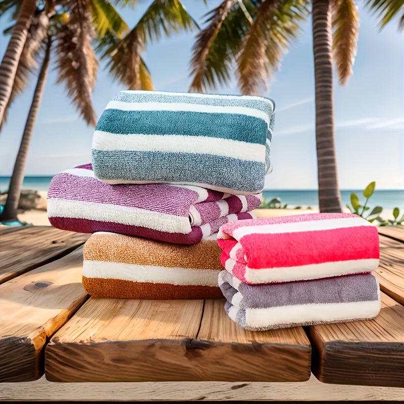 9/15pcs Classic Towel Set, No Hair Loss, Super Absorbent, Super Soft Two-color Striped Interval Bath Towel Combination, Including 2 Large Bath Towels, 2 Large Face Towels, 5 Hand Towels, Bathroom Supplies, And Beach Essentials, Wash Cloths