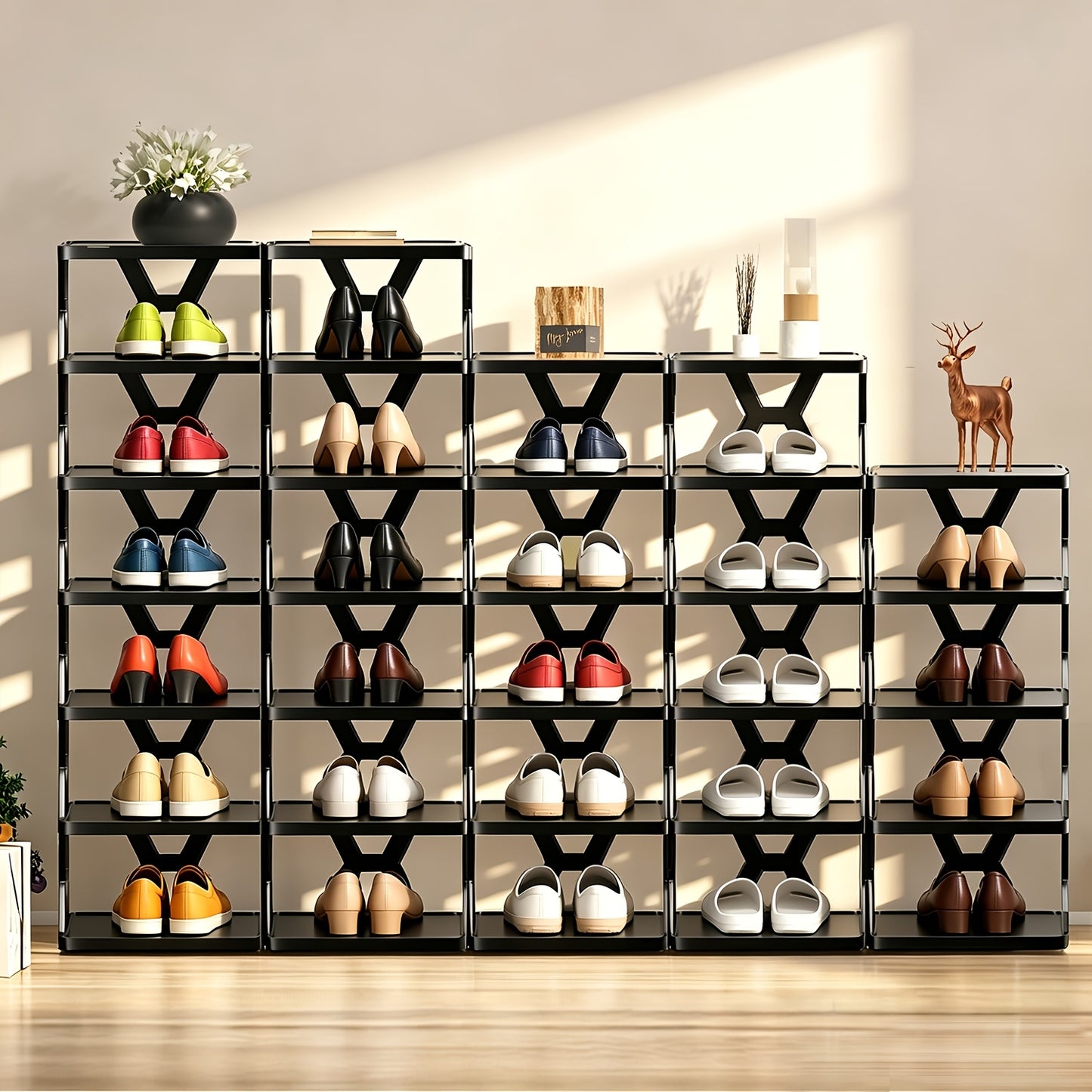 1pc Removable 6/9 Tier Shoe Rack, Space Saving Folding Shoe Rack for Home And Dormitory, Hallway, Living Room - Separate Narrow Shoe Rack for Indoor Doorway Storage. Holds Keys, Small Photo Frames, Etc.