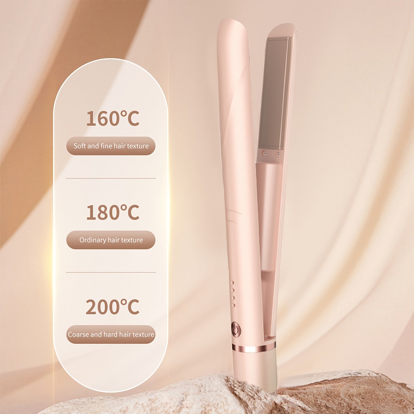 Portable Wireless Multifunctional Ceramic Straightener And Curling Iron, 3-speed Adjustable Temperature, Dual-purpose Design, Suitable for Styling And Curling, No Harm, Supports USB-C Charging, Suitable for Travel Use, Women's Gift
