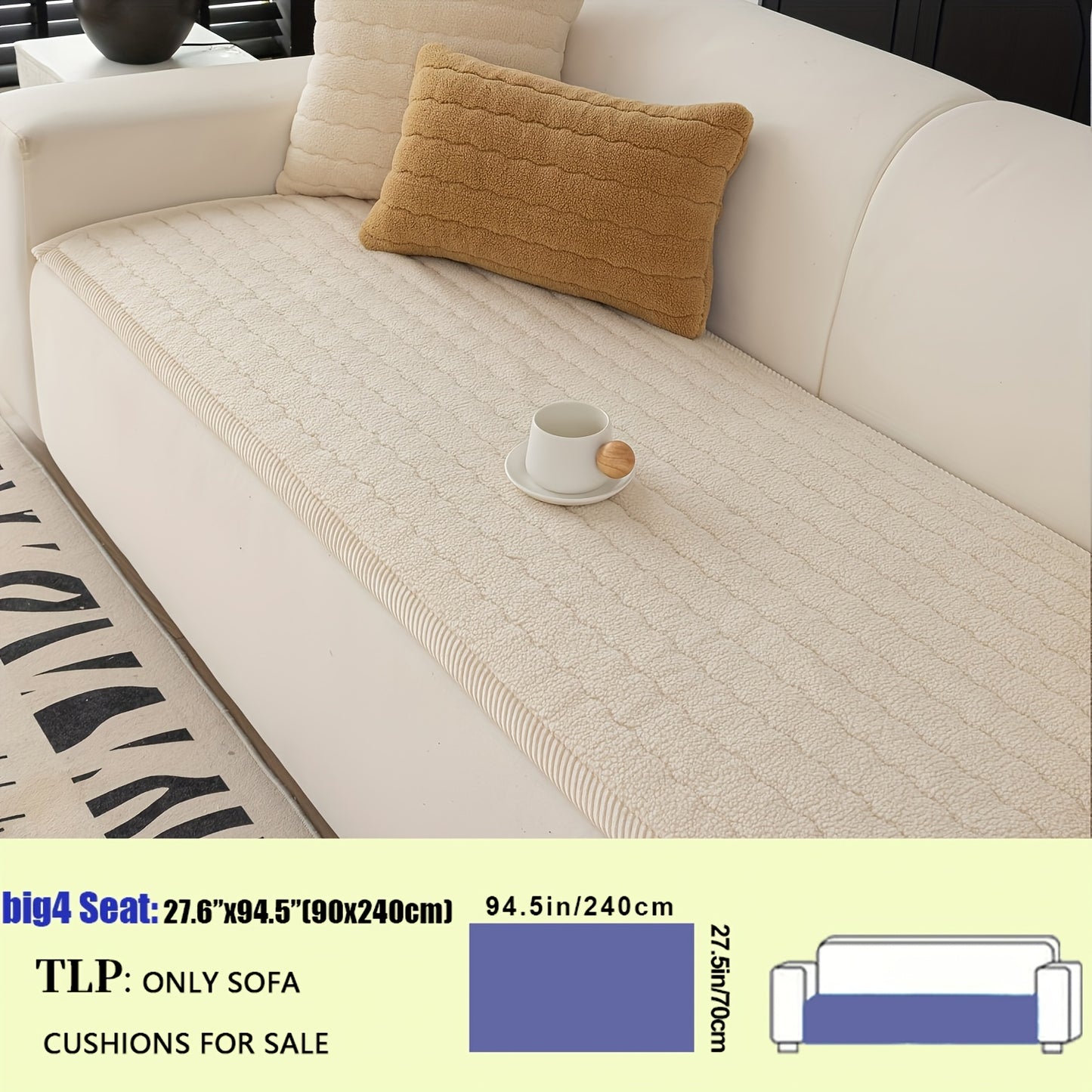 Bohemian Style Thickened Plush Sofa Cover - Machine Washable, Pet Friendly, Non-slip Sofa Cover, Suitable for Living Room, Bedroom, Office Decoration, Comfortable Sofa