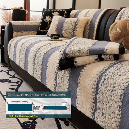 Luxurious Plush Jacquard Sofa Cover - Thick, Non-Slip, Pet-Friendly Couch Protector for Living Room, Bedroom, Office Decor - Machine Washable, Retro Style