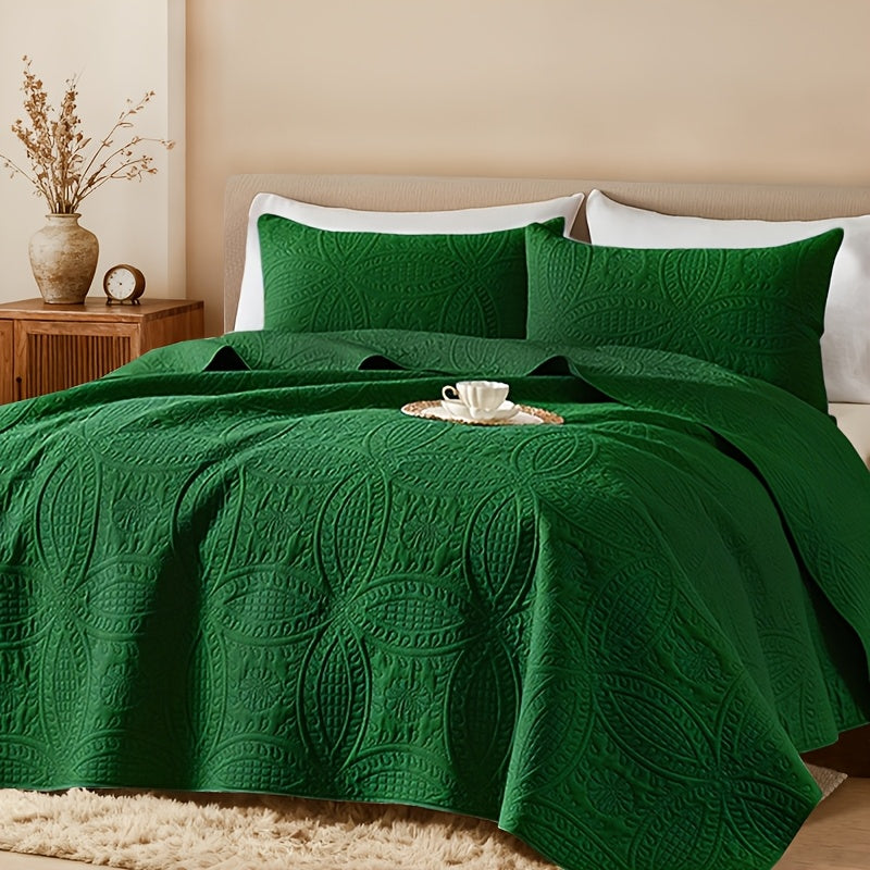 2/3pcs Quilt Set Bedspreads( Include 1 Quilt 1 Or 2 Pillowcases) Lightweight Microfiber Bedspread - Modern Style Coin Pattern Coverlet Soft And Skin-friendly Quilt Anti-allergy And Machine Washable Suitable For School Dormitories