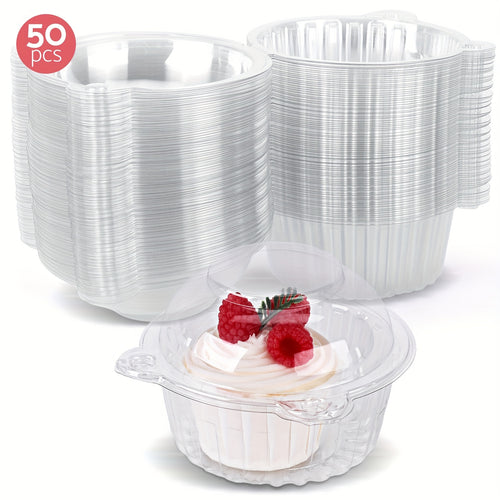 50/80pcs Individual Cupcake Boxes Containers, Plastic Cupcake Boxes With Dome Lids, Single Cupcake Container Clear Cupcake Inserts For Cupcakes, Muffins And Pastries, Prefect For Home Kitchen Restaurant Picnic Camping Party, Mother'S Day Gifts