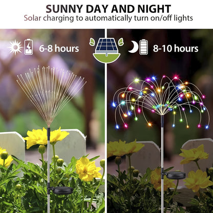 Solar Fireworks Lights, 420/300/200/60 LEDs Waterproof Solar Garden Flower Lights, 8 Lighting Modes, Yard Patio Yard Yard Pathway Yard Villa Outdoor Lighting Christmas Decoration With Stake Decoration Fairy Lights