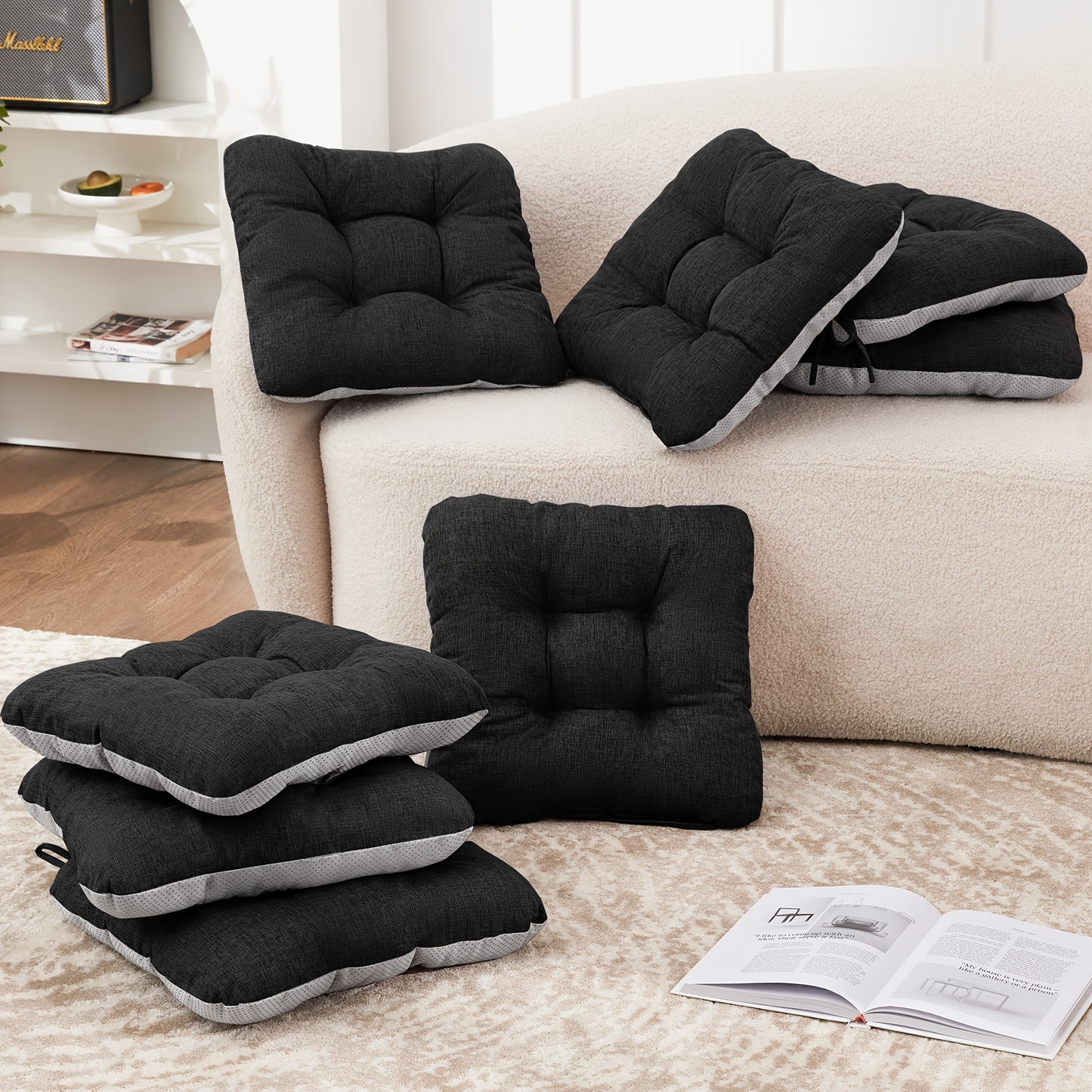 New Year 4/8pcs Memory Foam Chair Cushions, M L Size Available, Outdoor/Indoor Chair Pads for Dining Chairs 4/8 Pack, Seat Cushions for Kitchen, Dining Room, Office, Patio Chair