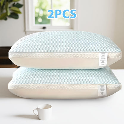 2-Pack Cooling Bed Pillows, Non-Collapsing Soft Support with Neck Support, Breathable & Machine Washable, Bed Pillows for Back & Side Sleepers