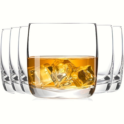 Whiskey Glasses Set Of 6, Premium Crystal Bourbon Glass, 10.5oz Drinking Glasses for Scotch, Cocktail, Whisky And Juice, Transparent Rocks Glasses, Dishwasher Safe Glassware, Gifts for Fathers