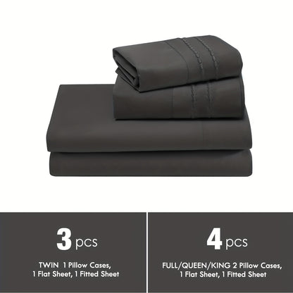 ClevaHome Light Luxury Breathable Sheet Set - 3/4pcs Deep Pockets Cooling Soft Bedding, Fade-Resistant Deep Pockets, All-Season Comfort, Ideal for Dorms, Guest Rooms Everyday Use Twin Full Queen King Sheet