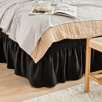 NICELEAF Elastic Bed Ruffle, Easy Wrap Around Ruffle, Microfiber Bed Skirt With Adjustable Elastic Belt 15 Inch Tailored Drop, Hotel Quality Bedskirt, Fade Resistant, Easy Fit, Machine Washable