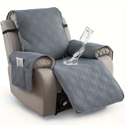 1pc 100% Waterproof Recliner Chair Cover, Non Slip Recliner Covers for Recliner Chair with Pocket, Pet Scratch-Resistant Sofa Slipcover, Washable Furniture Protector, Easy to Install for Living Room, Summer Home Decor, Father's Day Home Decorations