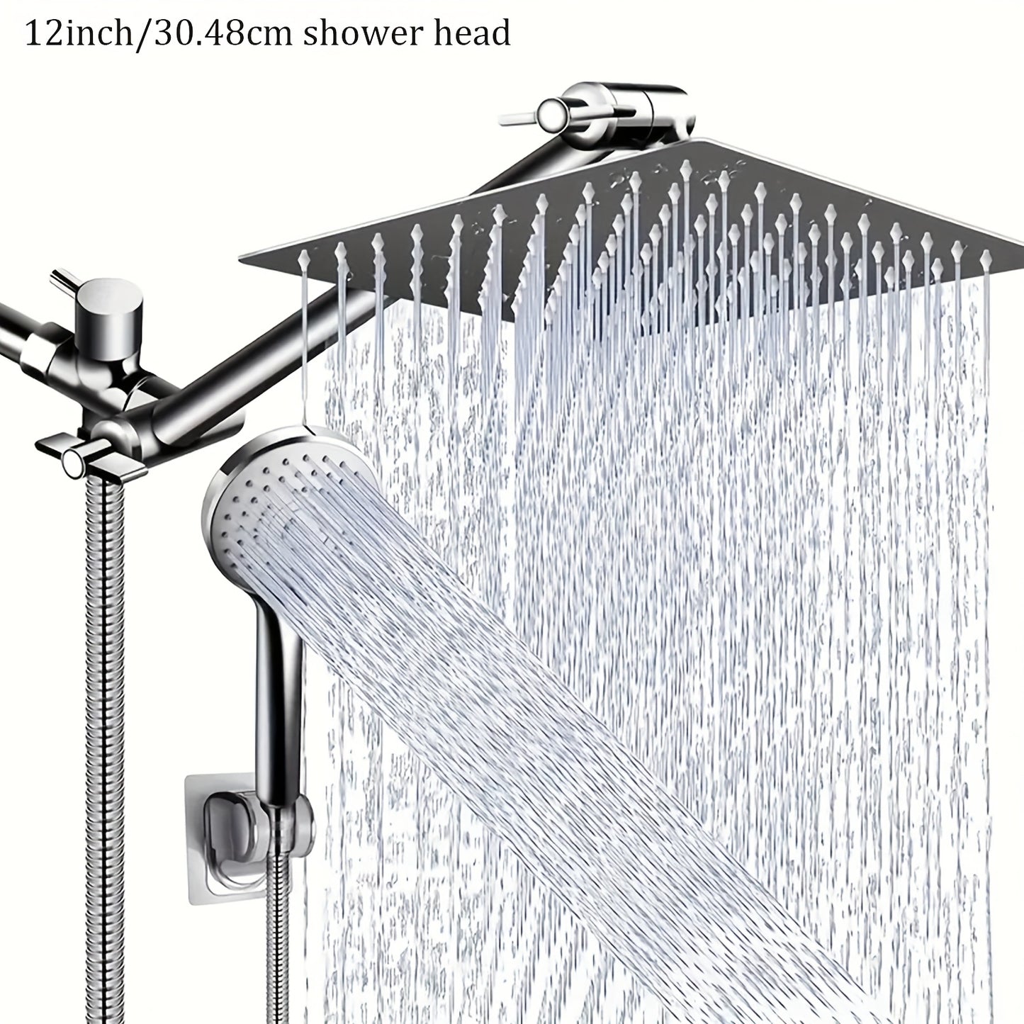 Modern Luxury Shower Head, 8/10/12 Inch Shower Head with Handheld Spray Combo And Adjustable Arm, High Pressure Rain Shower Head, Chrome Plated Bath Showerhead, Handheld Showerhead, Contemporary Design for Shower Use Solely For shower use solely