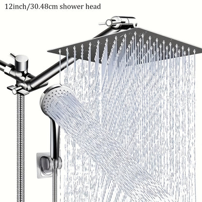 Modern Luxury Shower Head, 8/10/12 Inch Shower Head with Handheld Spray Combo And Adjustable Arm, High Pressure Rain Shower Head, Chrome Plated Bath Showerhead, Handheld Showerhead, Contemporary Design for Shower Use Solely For shower use solely