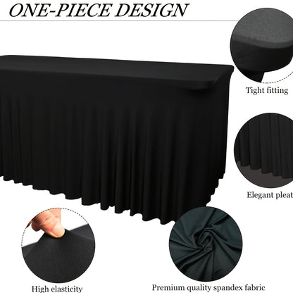 2pcs Rectangular Pleated Tablecloth, Made of Polyester Elastic Material, Used for Party And Wedding Decoration, Very Elegant And Atmospheric, Suitable for Multiple Scenarios Such As Holiday Parties, Evening Parties, Birthdays, Banquets, And Dinners