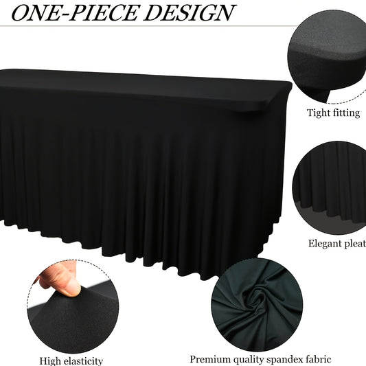 2pcs Rectangular Pleated Tablecloth, Made of Polyester Elastic Material, Used for Party And Wedding Decoration, Very Elegant And Atmospheric, Suitable for Multiple Scenarios Such As Holiday Parties, Evening Parties, Birthdays, Banquets, And Dinners
