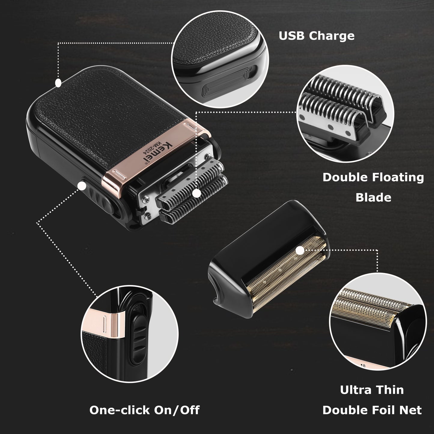 Kemei 2024 Men's Electric Shaver USB Charging Long battery life The perfect gift for Father's Day
