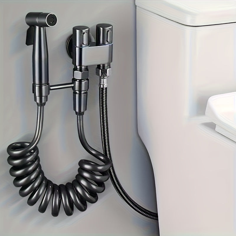 6Pcs Wall Mounted Bidet Sprayer Kit, Handheld Pressure Toilet Sprayer with Hose & Holder, Self-Cleaning Personal Hygiene Sprayer for Bathroom, Pet Shower & Toilet Cleaning