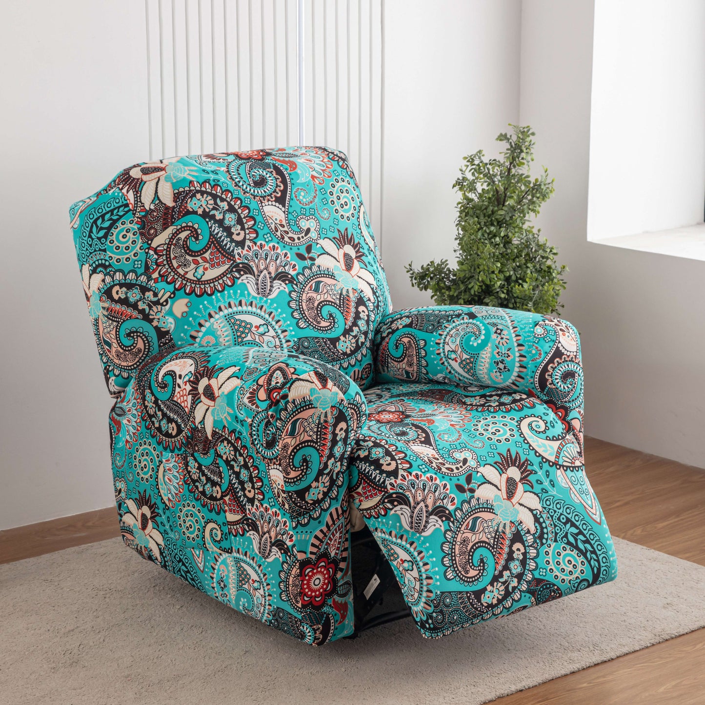4pcs/set High Elasticity Lounge Chair Cover with Side Pockets, Elastic Printed Lounge Chair Cover Suitable for Bedrooms, Offices, Living Rooms, Durable, Pet Friendly, And Essential for Home Holiday Decoration