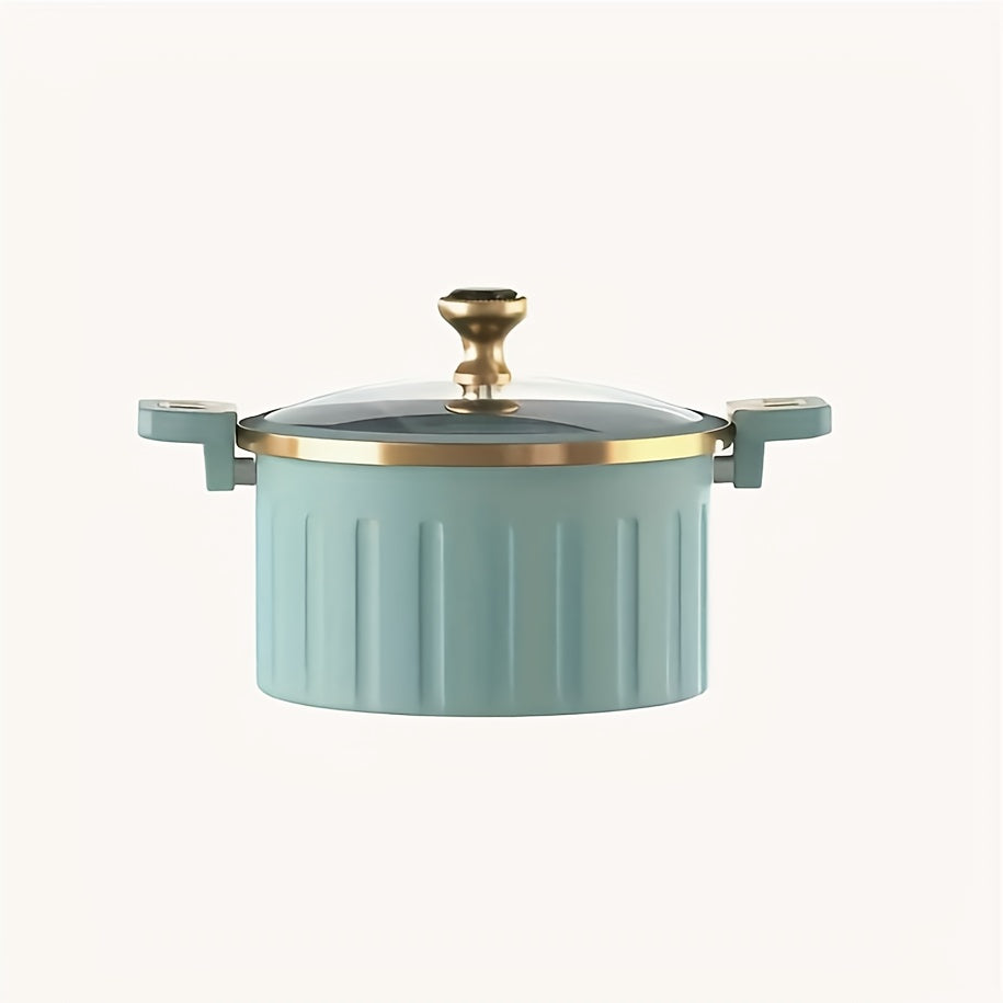 Large Capacity 2.64 Gallon Cast Iron Enamel Saucepan with Lock Cover-non-stick Dutch Oven Cooker, Leak-proof Heavy-duty Design, Strong Legs and Round Handle, Elegant White/ Blue or Mint Green.