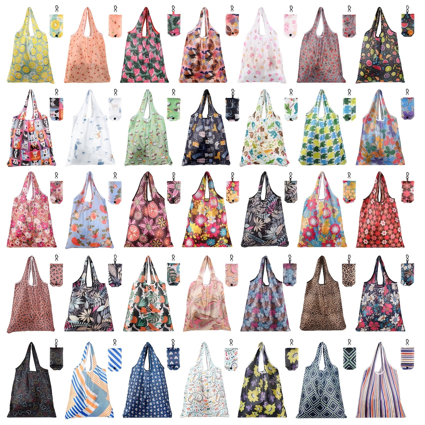 18/36pcs Reusable Grocery Bags - Foldable, Cute Tote Bags - Waterproof Nylon36