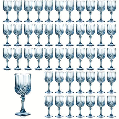 48pcs Pack 7oz Shatterproof Vintage Champagne & Wine Glasses - Unbreakable Plastic Goblets Suitable for Parties, Weddings, Outdoor Events - Crystal Finish Reusable Wine Cups, Elegant Party Wine Glasses (No Break)
