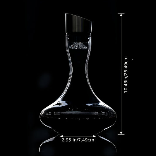 Wine Decanter Hand Blown Crystal Glass 1000ml Aerator Pourer Red Wine Carafe with Stainless Steel Aerator Lead-Free Clear Glass Perfect Gift for Wine Lovers