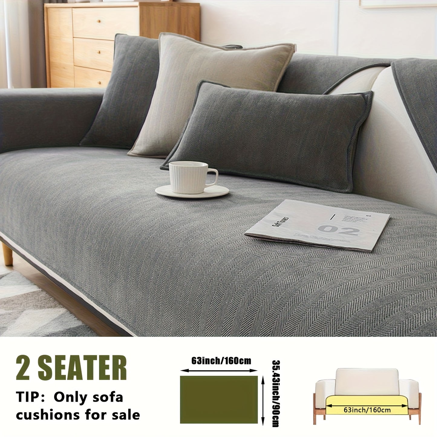 1pc of Pet-Friendly Chenille Ribbed Sofa Cover That Is Non-Slip And Machine Washable, Made from Soft Stretch Fabric Suitable for 2, 3, Or 4-Seater And Sectional Sofas. It Enhances Contemporary Home Decor in Living Rooms, Bedrooms, And Offices